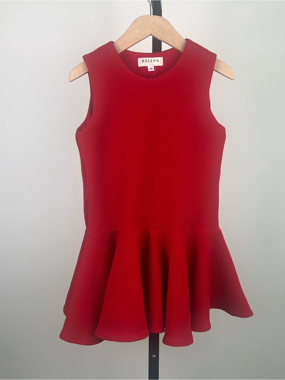 HELENA Girls Peplum Dress, Red, Size 5